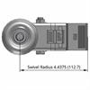 Top view drawing of caster with dimensions