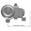 Top view drawing of caster with dimensions