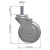 Side view drawing of caster with dimensions