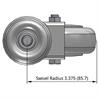 Top view drawing of caster with dimensions