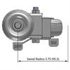 Top view drawing of caster with dimensions