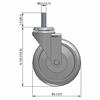 Side view drawing of caster with dimensions