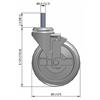 Side view drawing of caster with dimensions