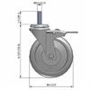 Side view drawing of caster with dimensions