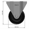 Side view drawing of caster with dimensions