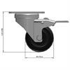 Side view drawing of caster with dimensions
