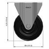 Side view drawing of caster with dimensions