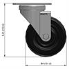 Side view drawing of caster with dimensions
