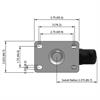 Top view drawing of caster with dimensions