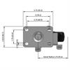 Top view drawing of caster with dimensions