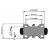 Top view drawing of caster with dimensions