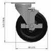 Side view drawing of caster with dimensions