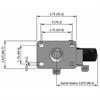 Top view drawing of caster with dimensions