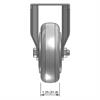 Front view drawing of caster with dimensions