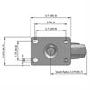 Top view drawing of caster with dimensions