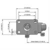 Top view drawing of caster with dimensions