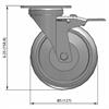 Side view drawing of caster with dimensions