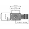 Top view drawing of caster with dimensions