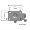 Top view drawing of caster with dimensions