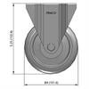 Side view drawing of caster with dimensions