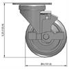 Side view drawing of caster with dimensions