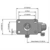 Top view drawing of caster with dimensions