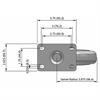 Top view drawing of caster with dimensions