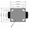 Top view drawing of caster with dimensions