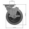 Side view drawing of caster with dimensions