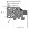 Top view drawing of caster with dimensions