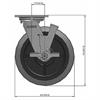 Front view drawing of caster with dimensions