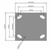 Top view drawing of caster with dimensions