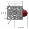 Top view drawing of caster with dimensions