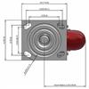 Top view drawing of caster with dimensions