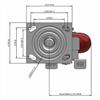 Top view drawing of caster with dimensions