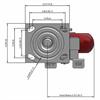 Top view drawing of caster with dimensions