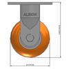 Side view drawing of caster with dimensions
