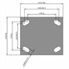 Top view drawing of caster with dimensions