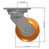Side view drawing of caster with dimensions