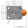 Top view drawing of caster with dimensions