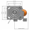 Top view drawing of caster with dimensions