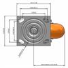 Top view drawing of caster with dimensions