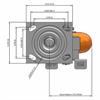Top view drawing of caster with dimensions