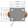 Top view drawing of caster with dimensions