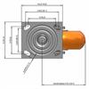 Top view drawing of caster with dimensions