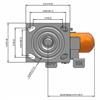 Top view drawing of caster with dimensions