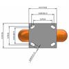 Top view drawing of caster with dimensions