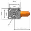 Top view drawing of caster with dimensions