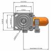 Top view drawing of caster with dimensions