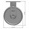 Side view drawing of caster with dimensions